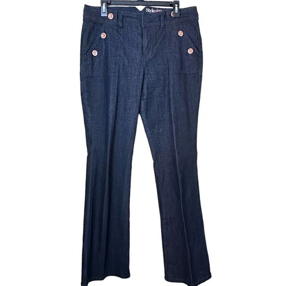Style & Co. Sailor Blue High Rise Flare Denim Jeans Size 10 - Picture 1 of 8